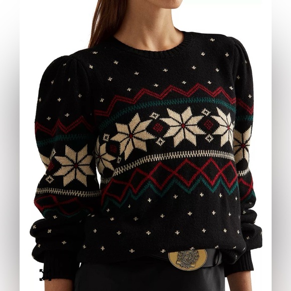Polo Ralph Lauren Fair Isle Puff Sleeve Sweater Women's Size Small - Picture 5 of 7
